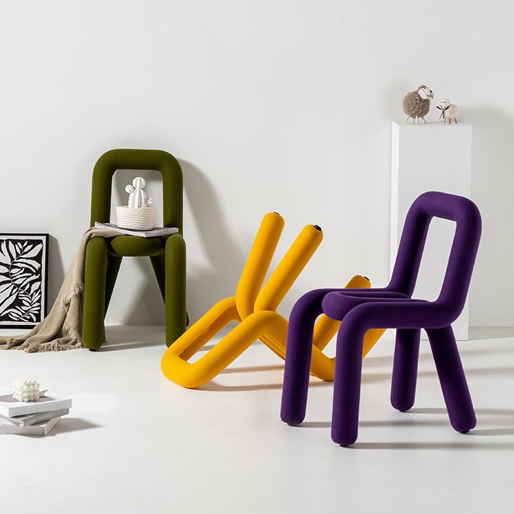 Chaises de salle à manger style contemporain Chaises d'appoint sans accoudoirs avec pieds en métal (Ensemble de 2)