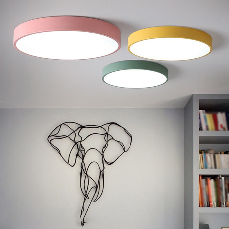 Lámpara de techo de forma redonda, hierro macarrón moderno, 1 luz, montaje empotrado para estudio y sala de estar