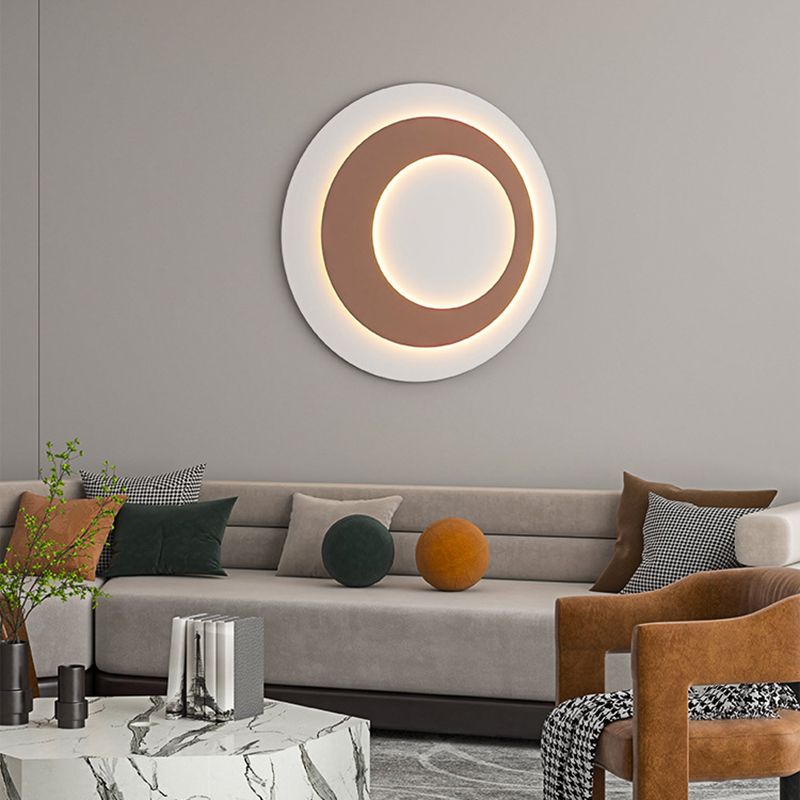 Round LED Wall Lamp 1-Light Modern Wall Mount Lamp with Acrylic Shade for Bedroom