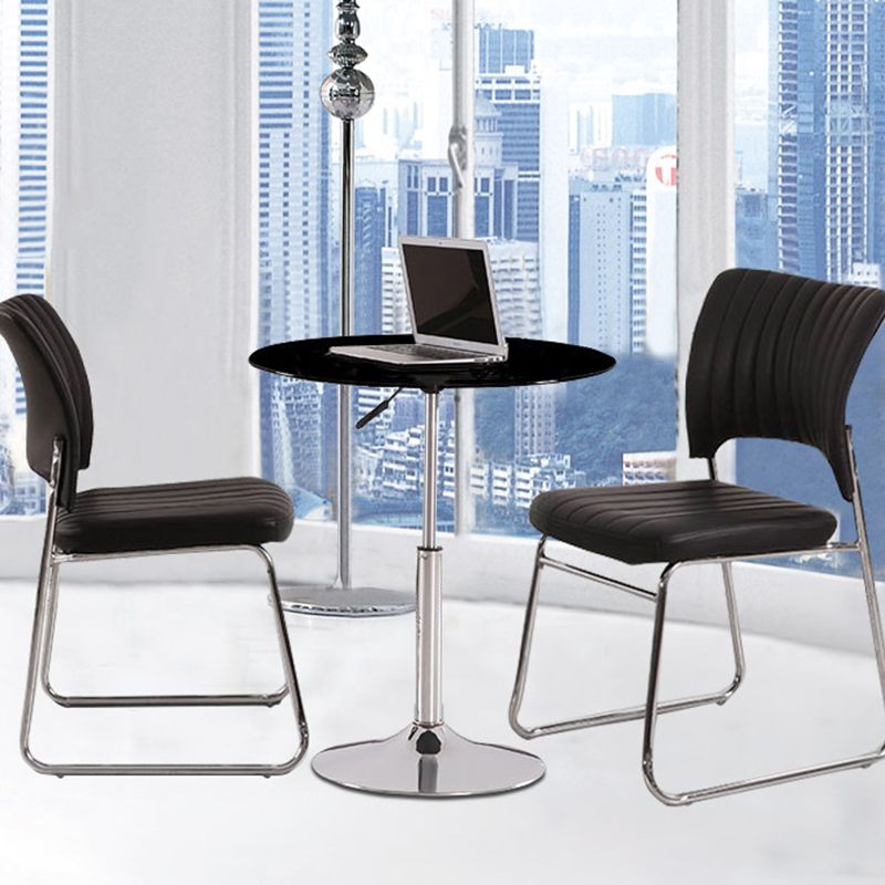 Contemporary Round Dining Table Tempered Glass Table with Stainless Steel Tulip Base