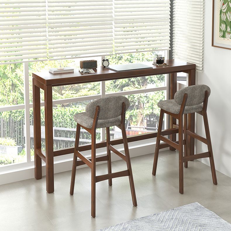 Contemporary 41.34" Upholstered Bar Stool with Solid Wood Base