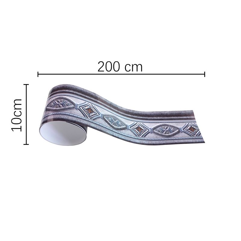 Faux Embossed Pattern Wallpaper Border Blue Vintage Self-Adhesive Wall Decor for Dining Room