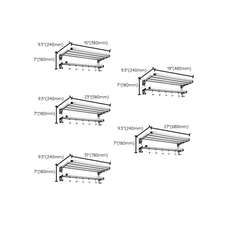 Contemporary Bath Hardware Set in Stainless Steel Chrome Robe Hooks/Towel Bar