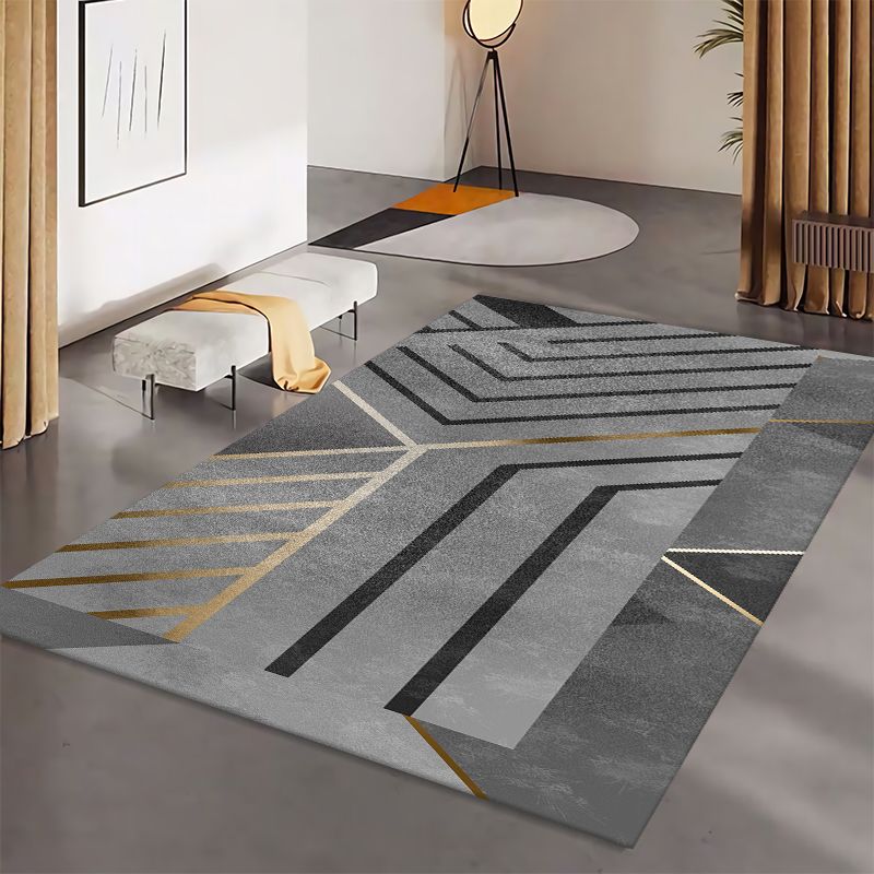 Dark Grey Rug Blending Graphic Rug Non-Slip Backing Rug for Living Room