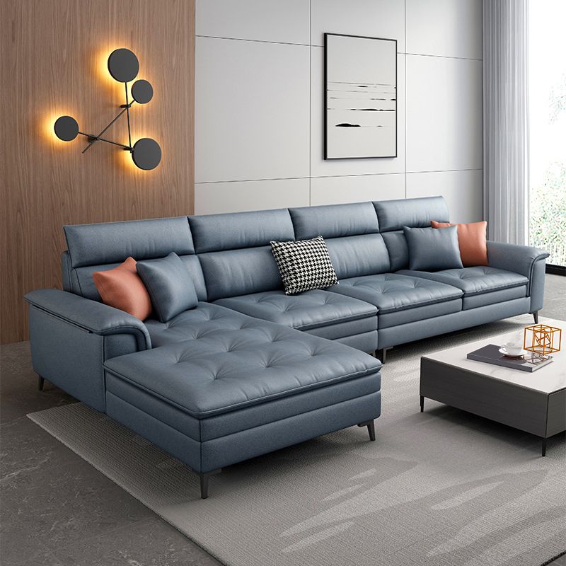 Modern L-Shape Sectional with Pillows Back and Pillow Top Arms