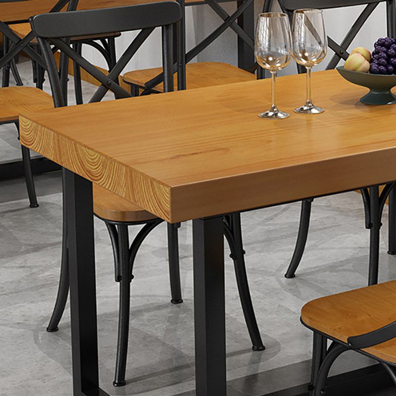 Industrial 1/3/5 Pieces Dining Set Rectangle Pine Wood Dining Table for Cafe