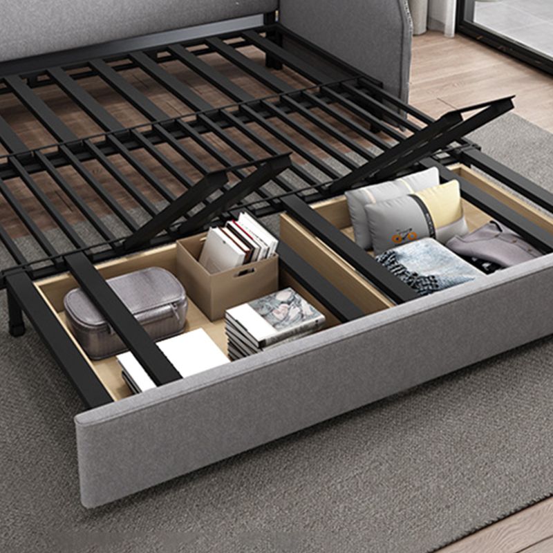 Microfiber Contemporary Sofa Convertible Grey Sofa Bed with Square Arm