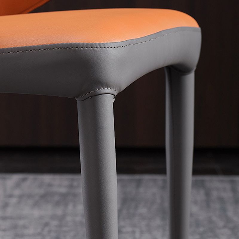 Modern Style Arm Side Chairs Faux Leather Chair with Metal Legs for Home Use