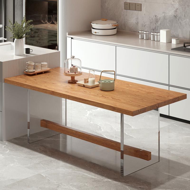 Rectangle 1/2/5/7 Pieces Dining Set Acrylic Base Dining Furniture in Natural