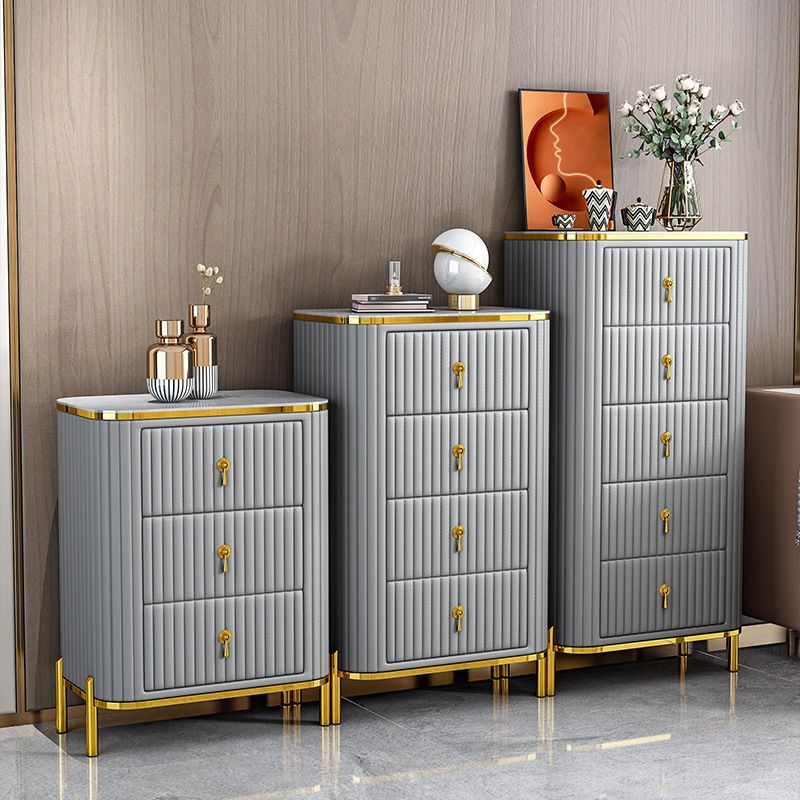 Classic Glam Vertical Lingerie Chest Stone Storage Chest with Drawers for Bedroom