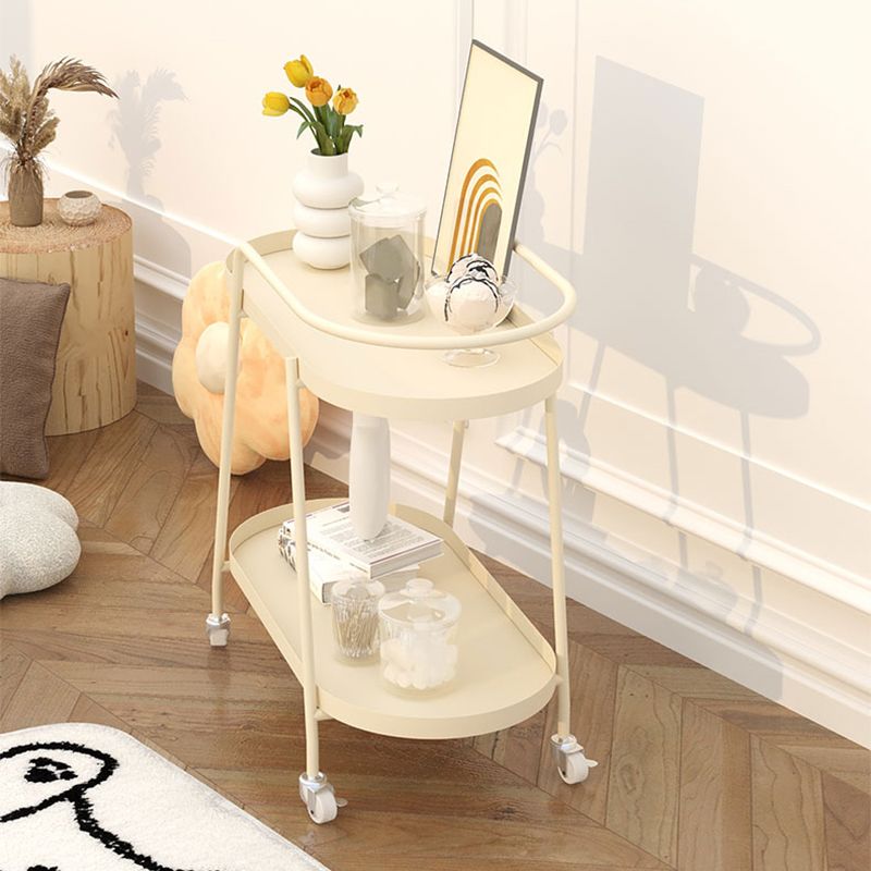 22.83" Tall Tray Top Side Table Metal Sofa Side Accent Table with Casters