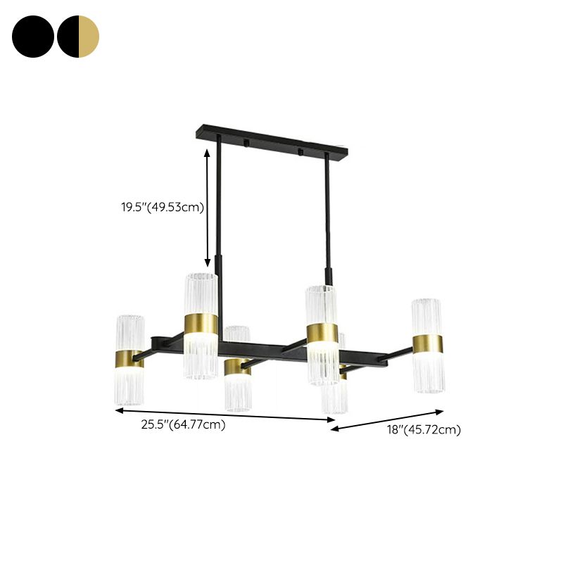 Metal Cylinder Island Pendant Modern Multiple-Light Island Lighting in Kitchen