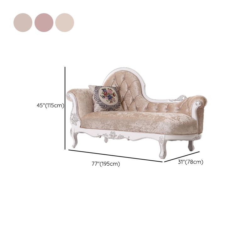 Glam Upholstered Chaise Lounge Couch Rolled Arms Chaise Lounge Chair