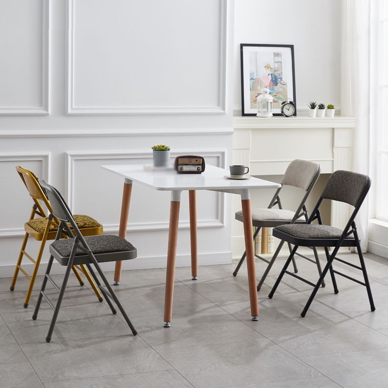 Silla de comedor de metal contemporáneo, silla lateral plegable sin brazos para el hogar, con respaldo abierto