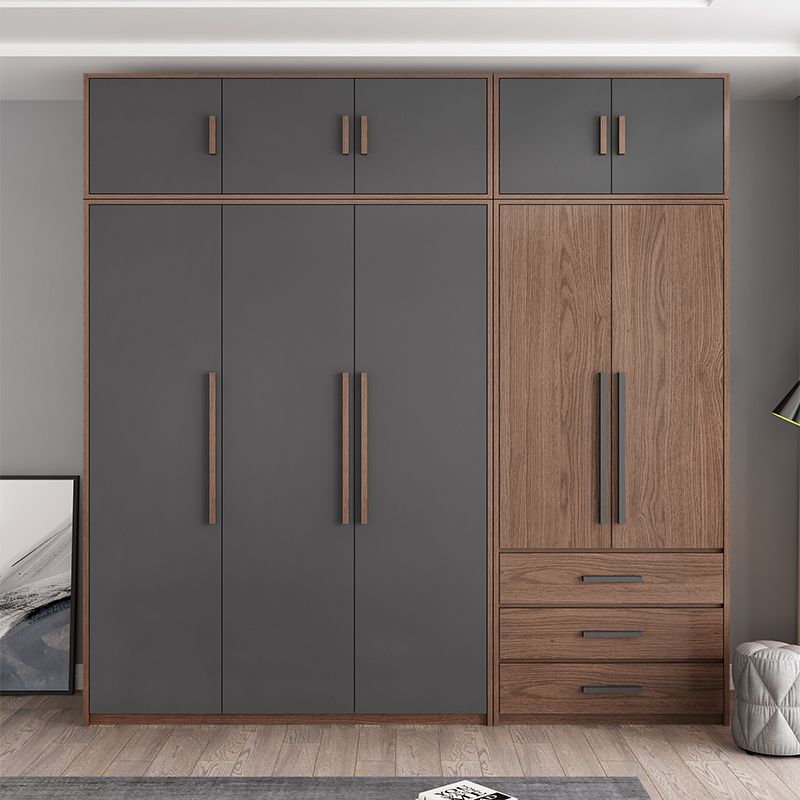 Hinged Wardrobe Cabinet Contemporary Wardrobe Closet with Garment Rod