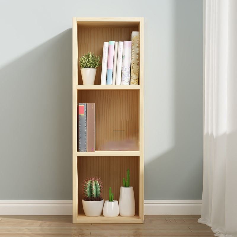 Scandinavian Pine Standard Bookshelf Vertical Closed Back Bookshelf for Living Room