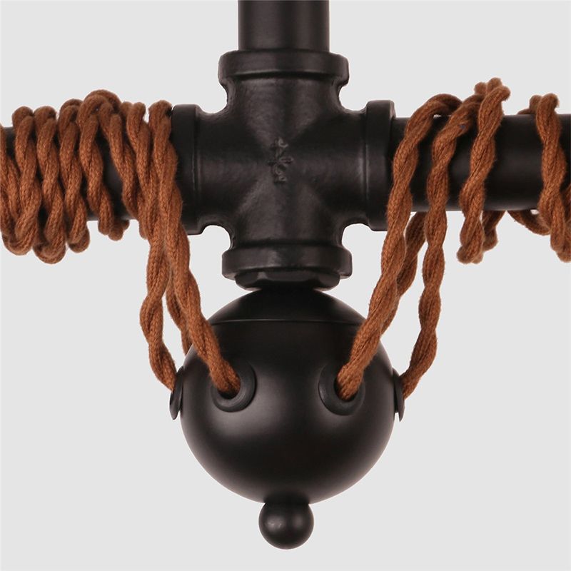 Peas Shape Pendant Light Modern Style Wood 6 Lights Island Lamps for Living Room
