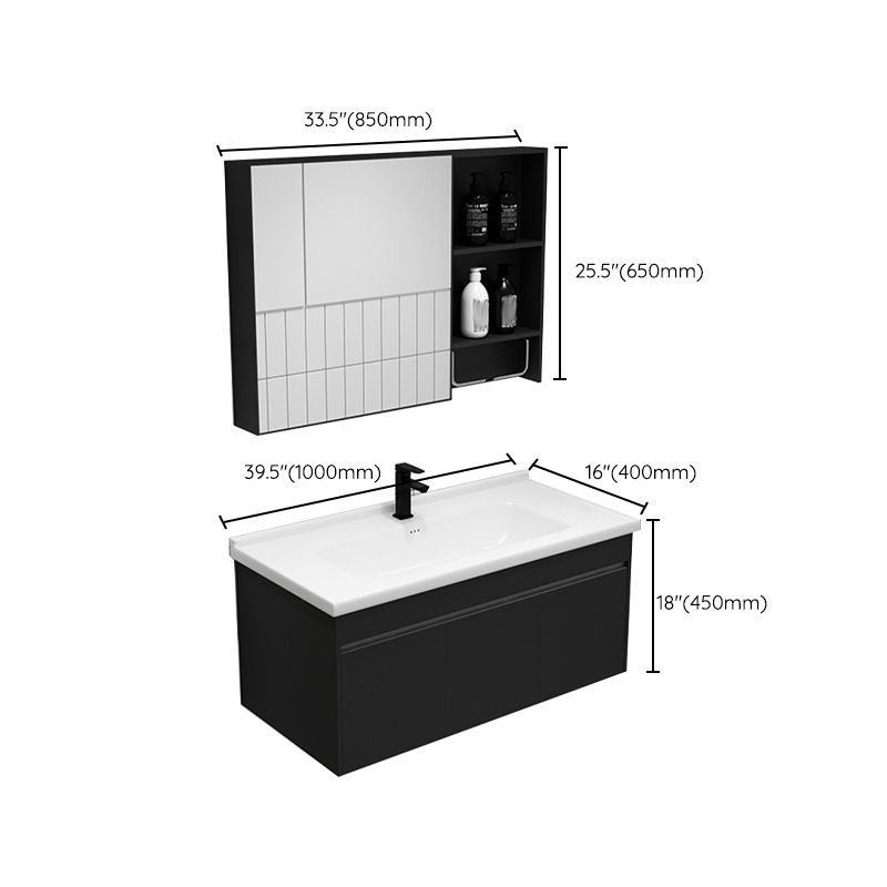 Contemporary Black Bath Vanity Metal Open Console with Sink Set