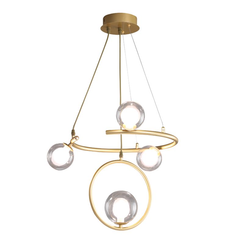 Glass Globe Pendant Light in Modern Creative Style Lacquered Iron Chandelier for Dining Room