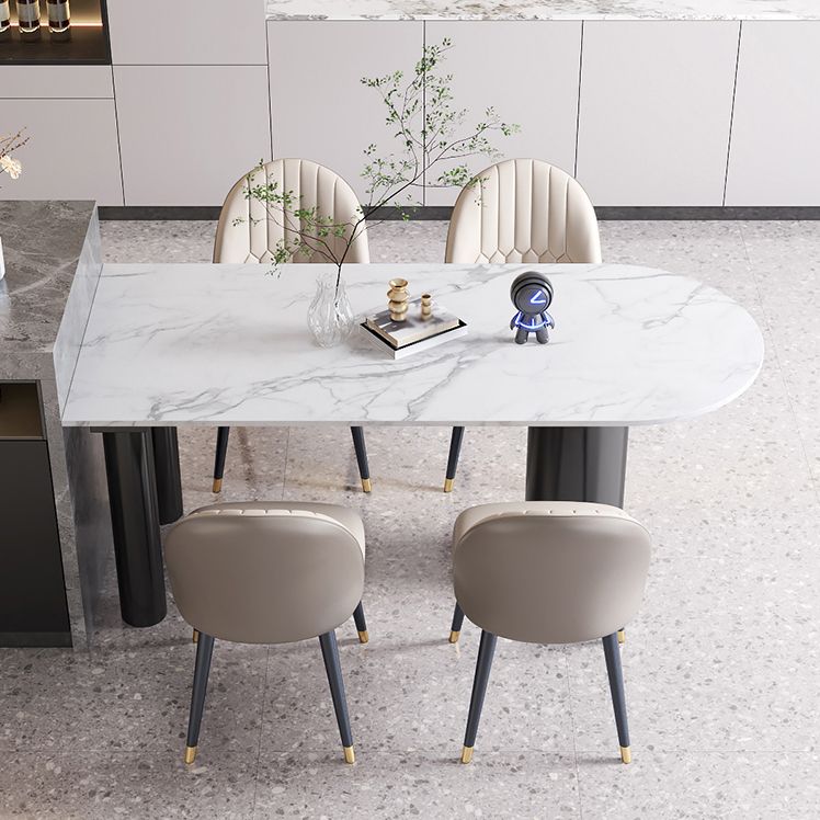 Free Form White Dining Table Sintered Stone Table Contemporary with 3 Legs