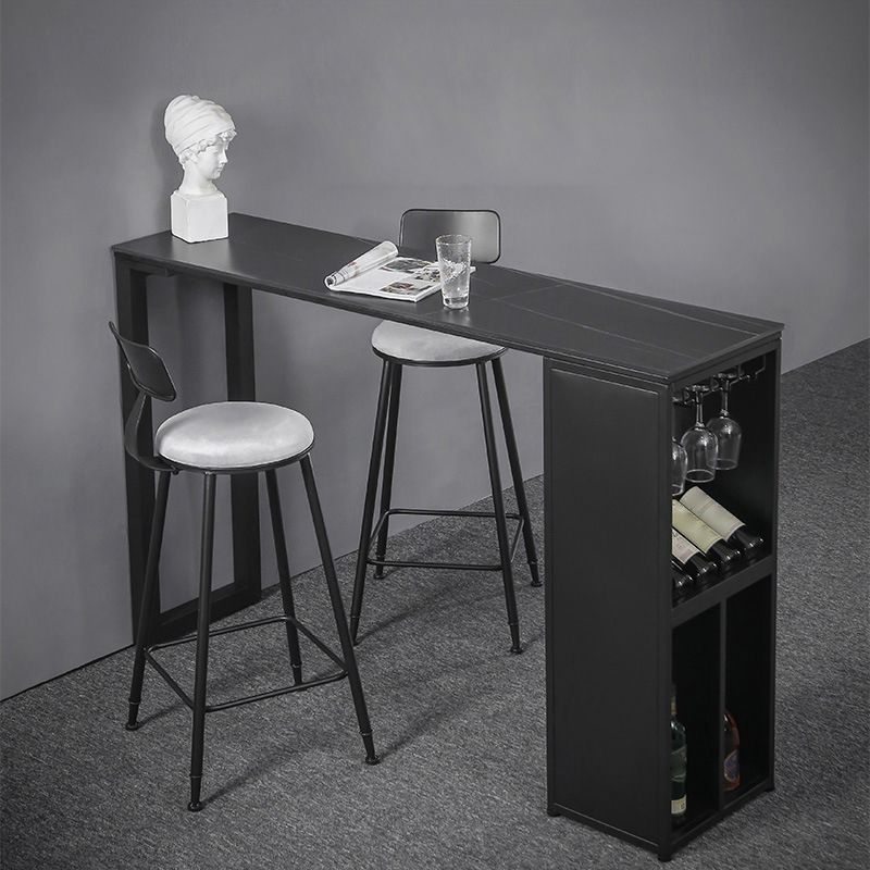 Industrial Style Rectangle Bar Table 42-inch Height Iron Pedestal Bistro Table