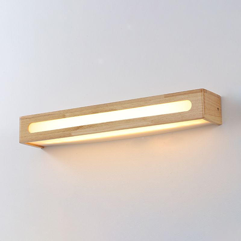 Vierkante vorm houten wand sconce moderne stijl 1 licht spiegel wandmontage verlichting in bruin