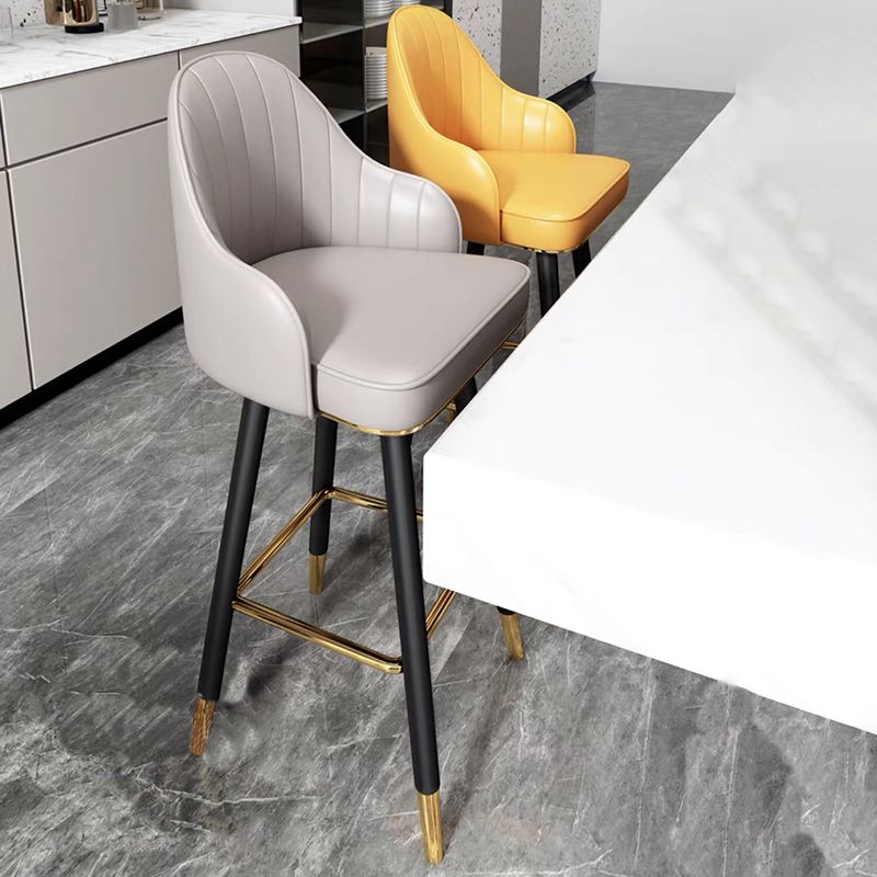 Modern Faux Leather Bar Chair Indoor Upholstered Bar Stool with Footrest