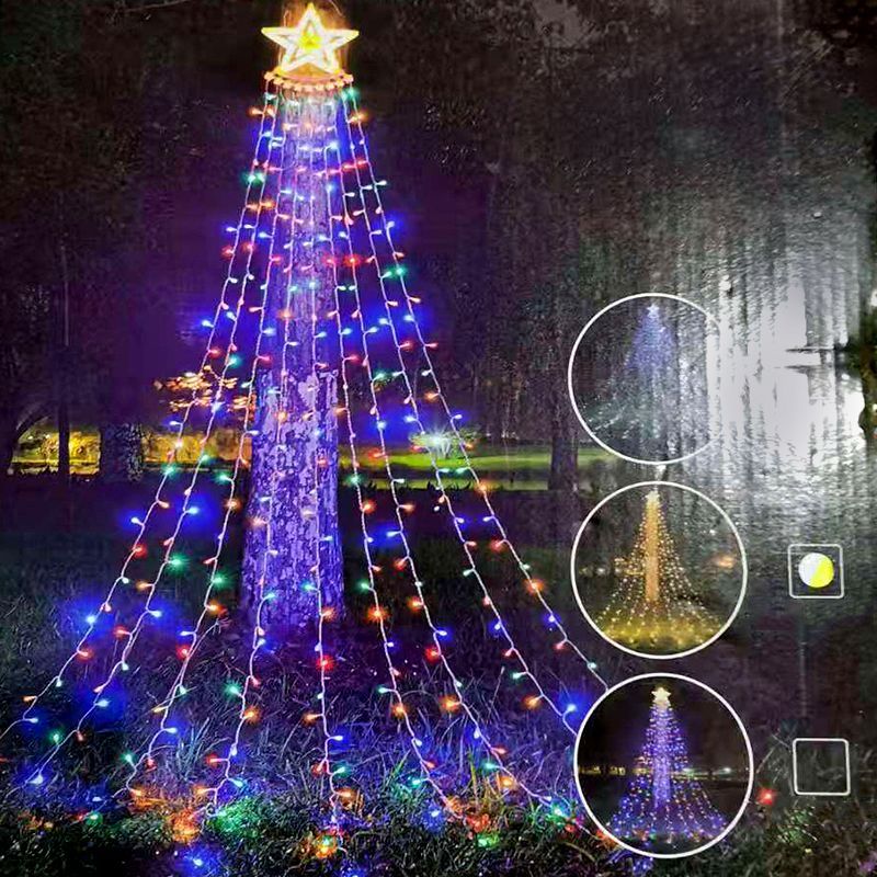 11.4ft Comet Star Fairy String Light Decorative Plastic White LED Outdoor Festive Light in White