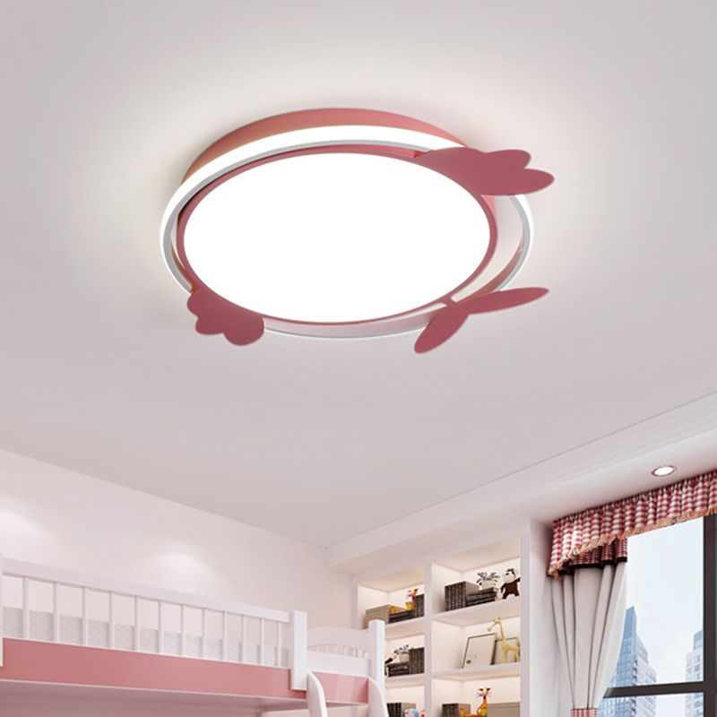 Nordic Style Bird Shaped Ceiling Light Fixture Acrylic LED Bedroom Flush Mount in Pink/Blue