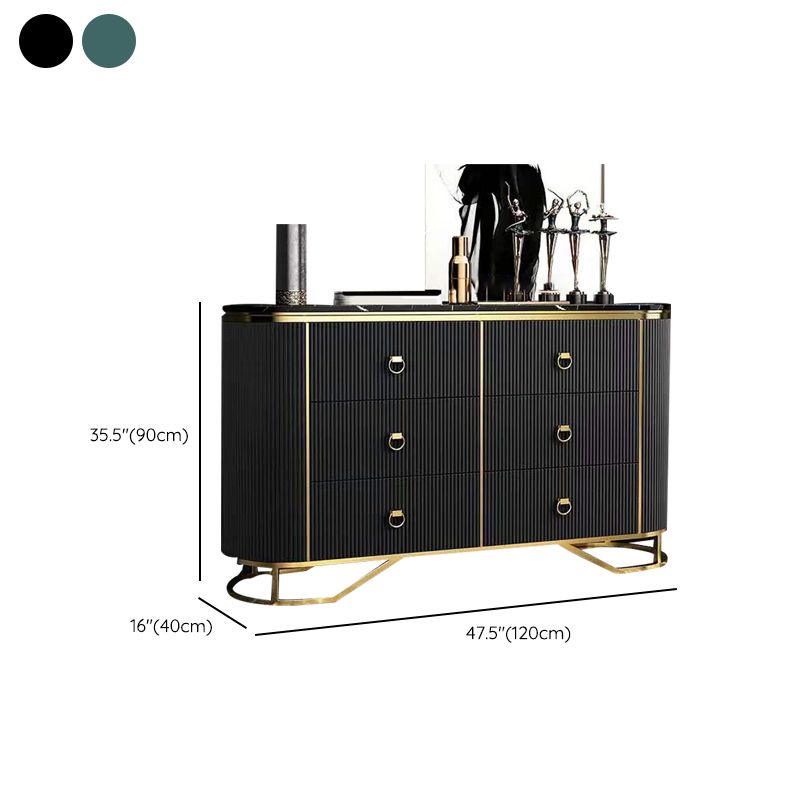 15.6-inch Width Classic Glam Storage Chest Stone Dresser with 6 Drawers
