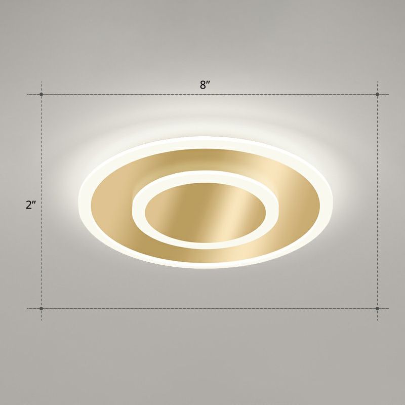 Geometric Shape Corridor Ceiling Light Acrylic Minimalism LED Flush Mount Fixture in Gold