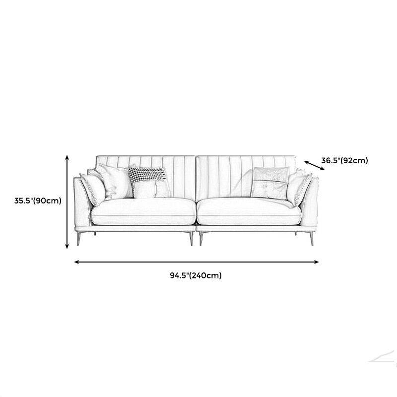 Modern Style Solid Wood Material Base Cloth Art & Leather Rice White Rectangular Sofa