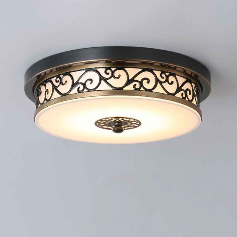 Traditionele stijl glazen inbouw plafondlamp ronde vorm inbouwverlichting voor slaapkamer