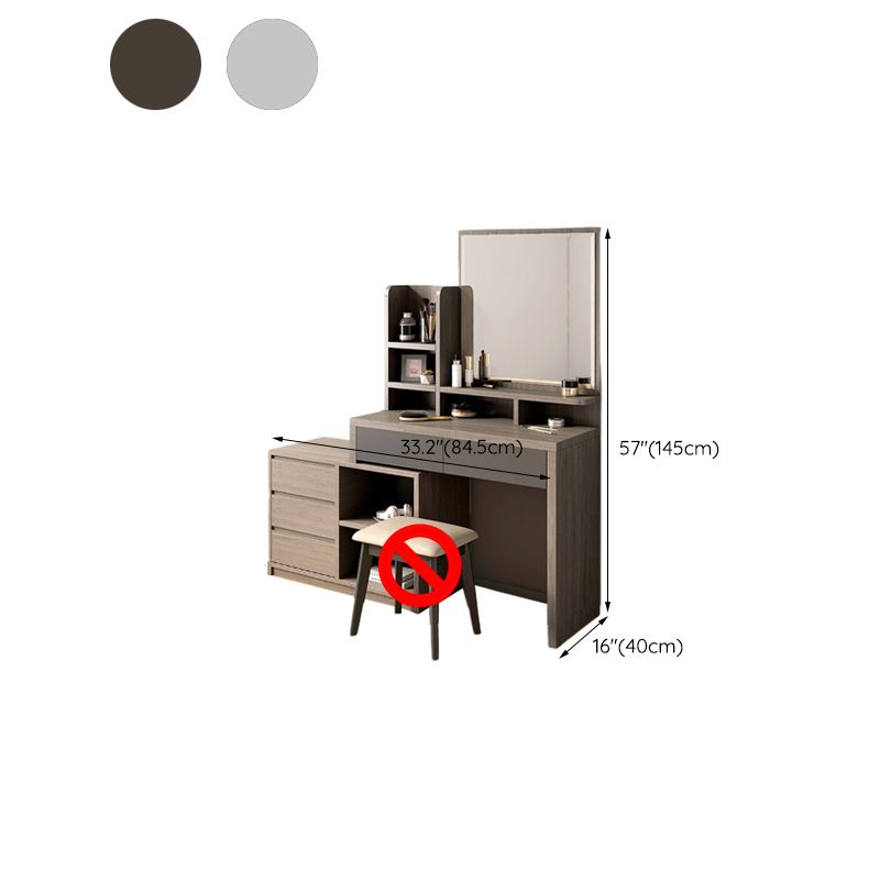 15.74" Wide Vanity Tables Wood Makeup Table with 5 Storage Drawers and Mirror