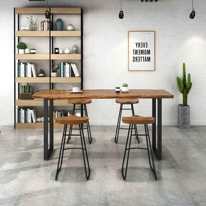Modern Rectangle Solid Wood Bar Table Set 1/5/6 Pieces Counter Table with Backless Stools