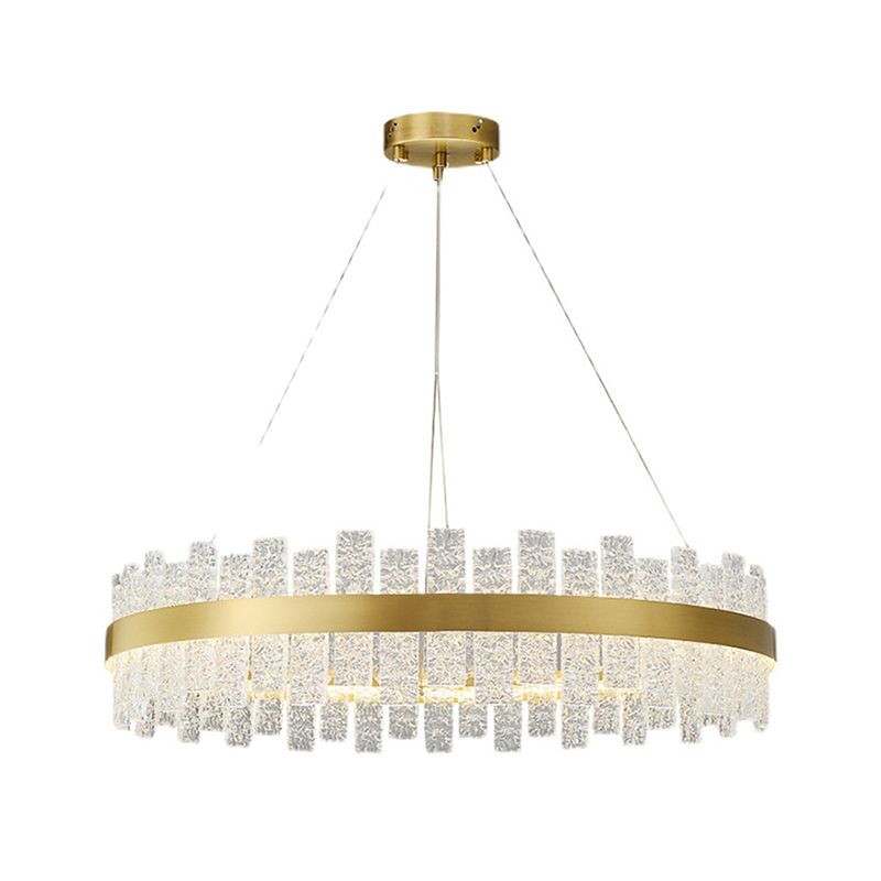 Light Luxury Style LED Pendant Chandelier Circular Glass Chandelier Lamp for Living Room