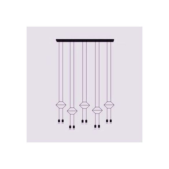 Geometric Hanging Ceiling Light Post Modern Metal 2/4/6 Lights Black Suspension Pendant