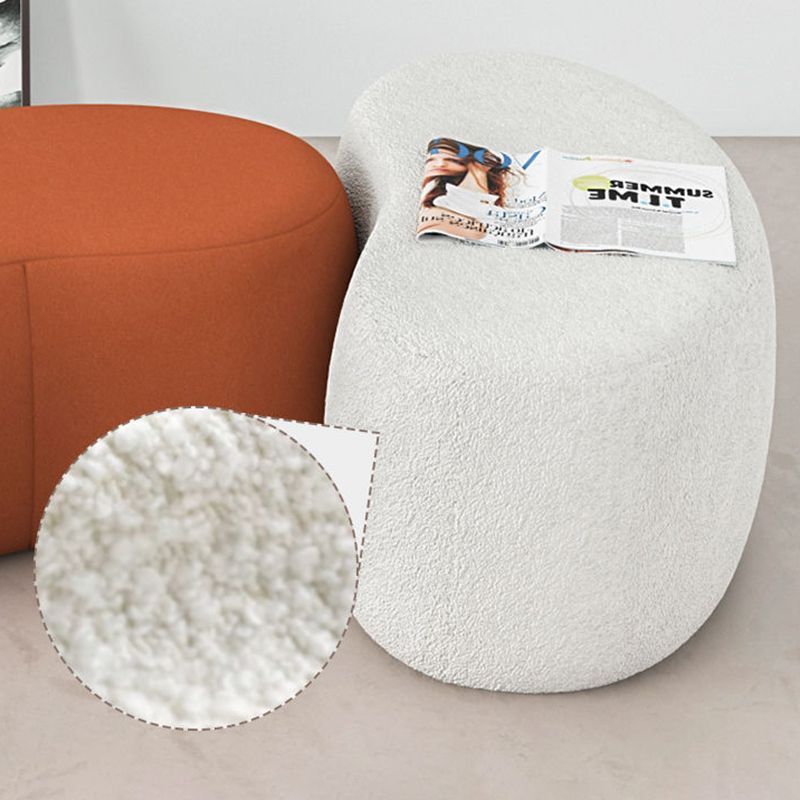 Modern Stain Resistant Standard Wedge Orange Leather Pouf for Home Decor