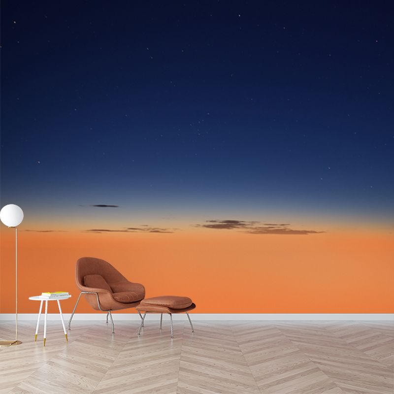 Nightfall Starry Sky Wall Mural Decal Modern Smooth Wall Covering in Blue and Yellow