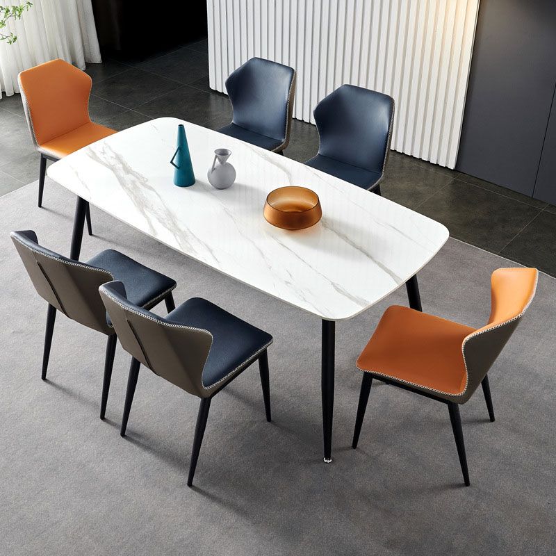 Industrial Style Wingback Armless Chair for Home Faux Leather Dining Chairs