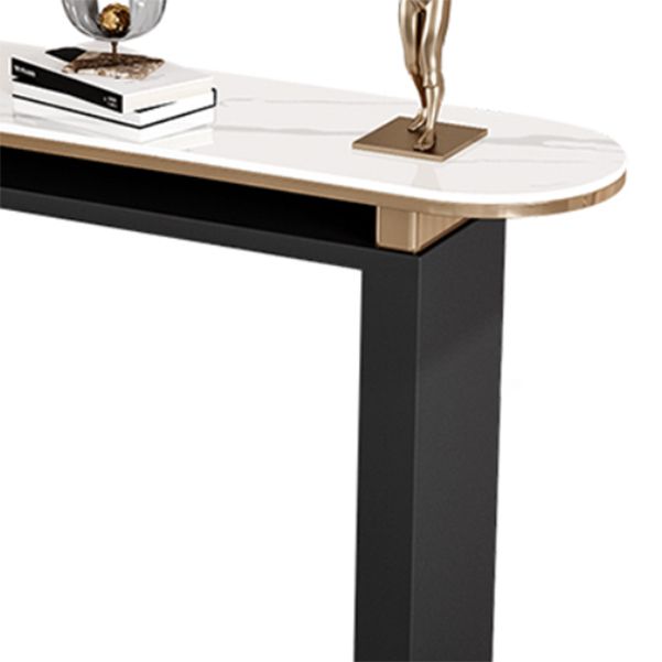 Glam Oval Console Table Reclaimed Wood Console Accent Table for Hall