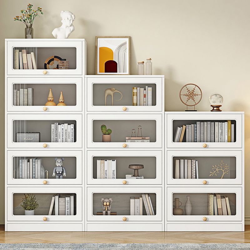 Modern Engineered Wood Bookshelf Standard Closed Back Bookcase with Doors