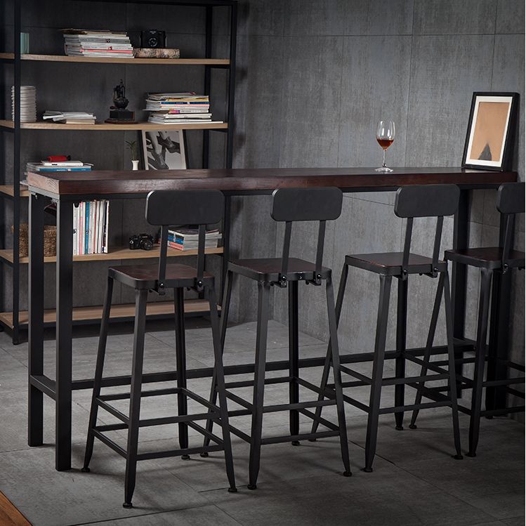 Industrial Rectangle Solid Wood Bar Table Set 1/5 Pieces Counter Table with High Stools