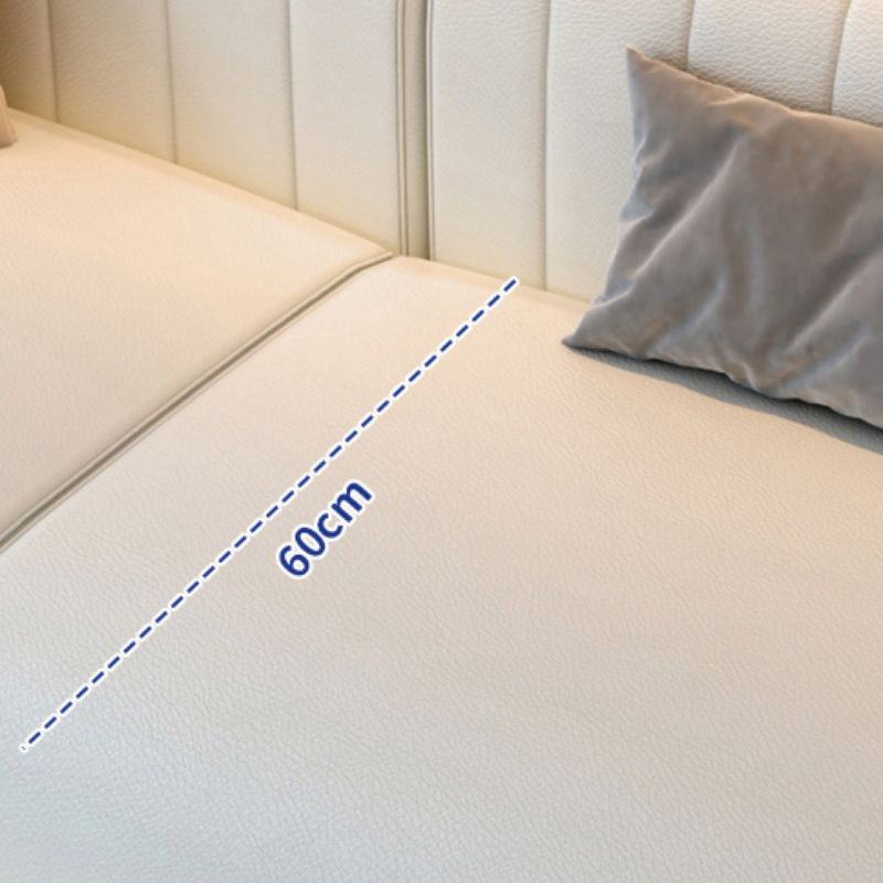 White Square Arm Sectional Sofas Solid Wood Sectional Couch for Living Room