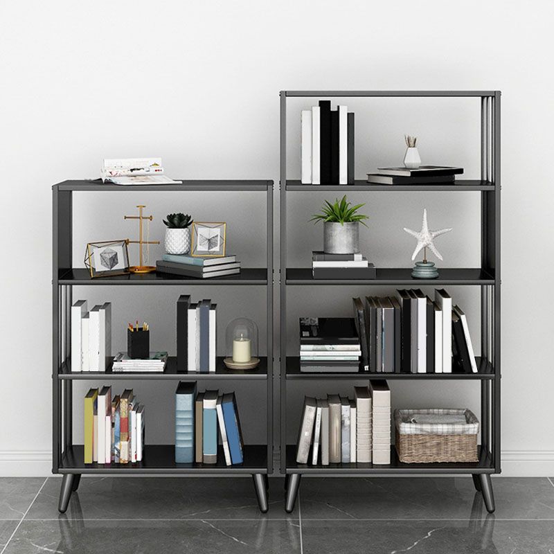 12" W Black Iron Frame Bookshelf Modern Open Storage Bookcase for Home Office