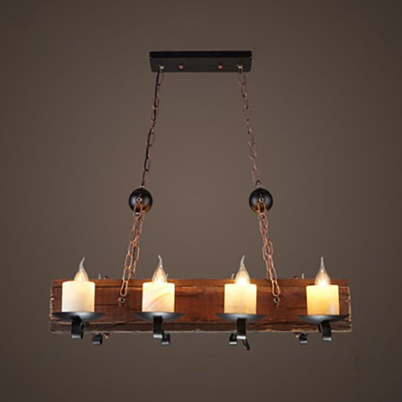 Industrial Ship Shape Island Pendant Lights Wood Multiple-Light Island Pendant