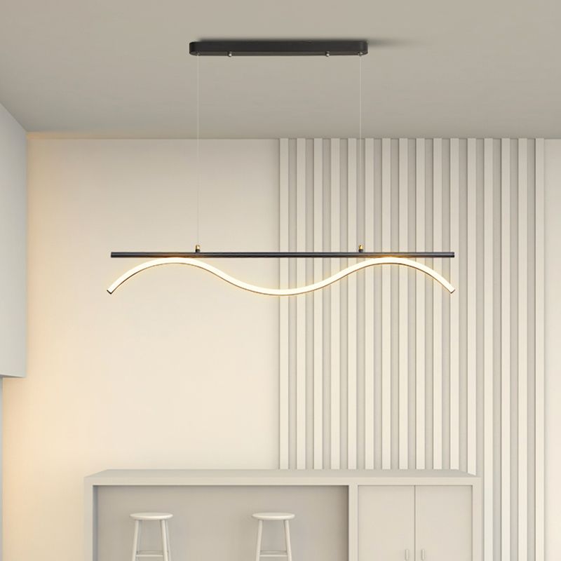 Linear Shape Island Lighting Idea Modern Style Metal 1-Light Island Pendant