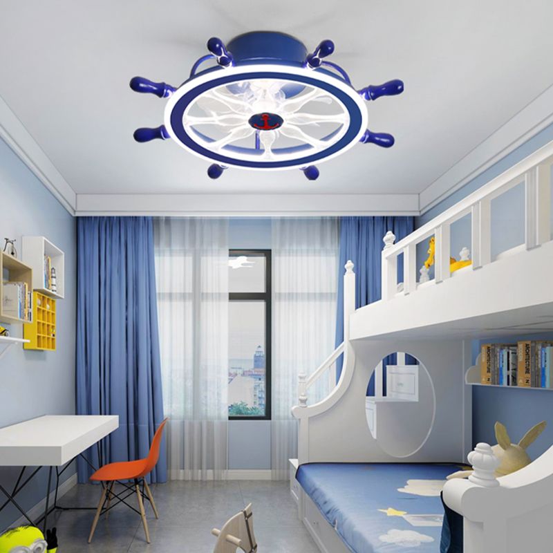 Modern Metal Ceiling Fan Lamp LED Flush Mount Ceiling Light with Clear Fan Blade