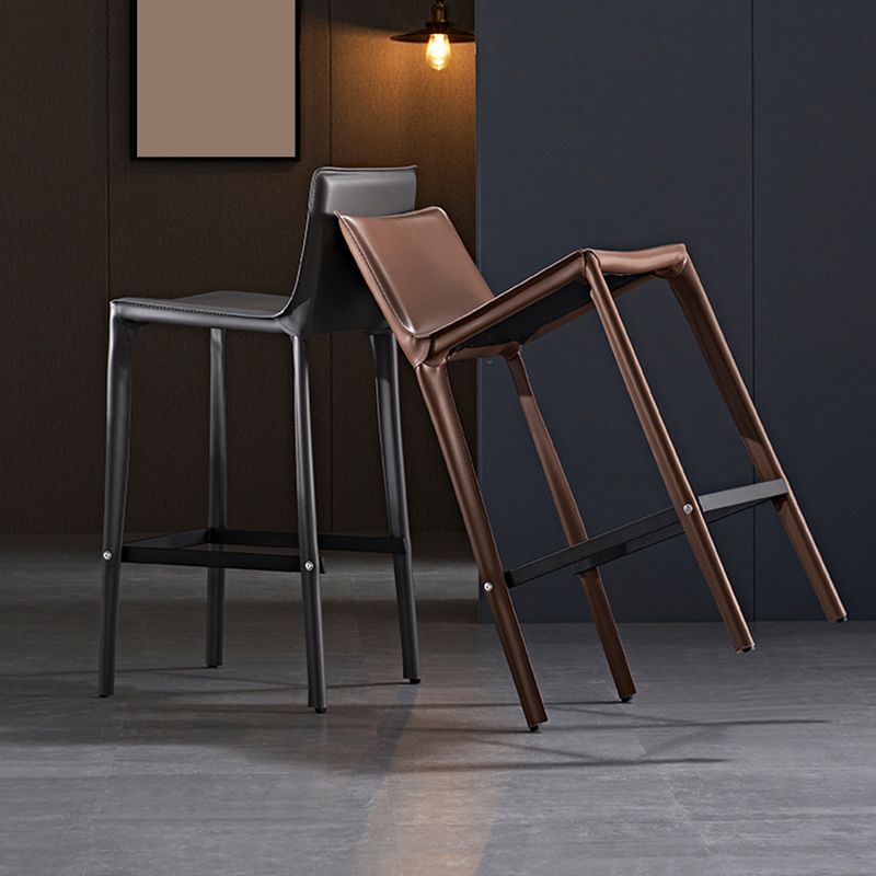 Industrial 39" Height Backrest Counter Stool with Leather Cushion