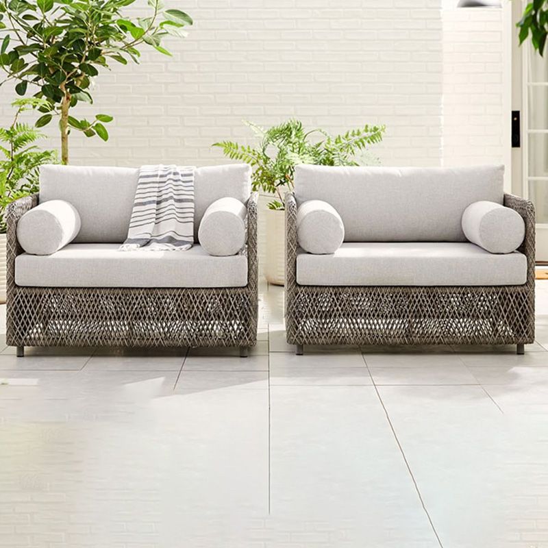 Metal and Rattan Patio Sofa Tropical Style Villa Outdoor Patio Sofa